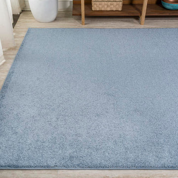 Haze Solid Low-pile Area Rug Classic Blue